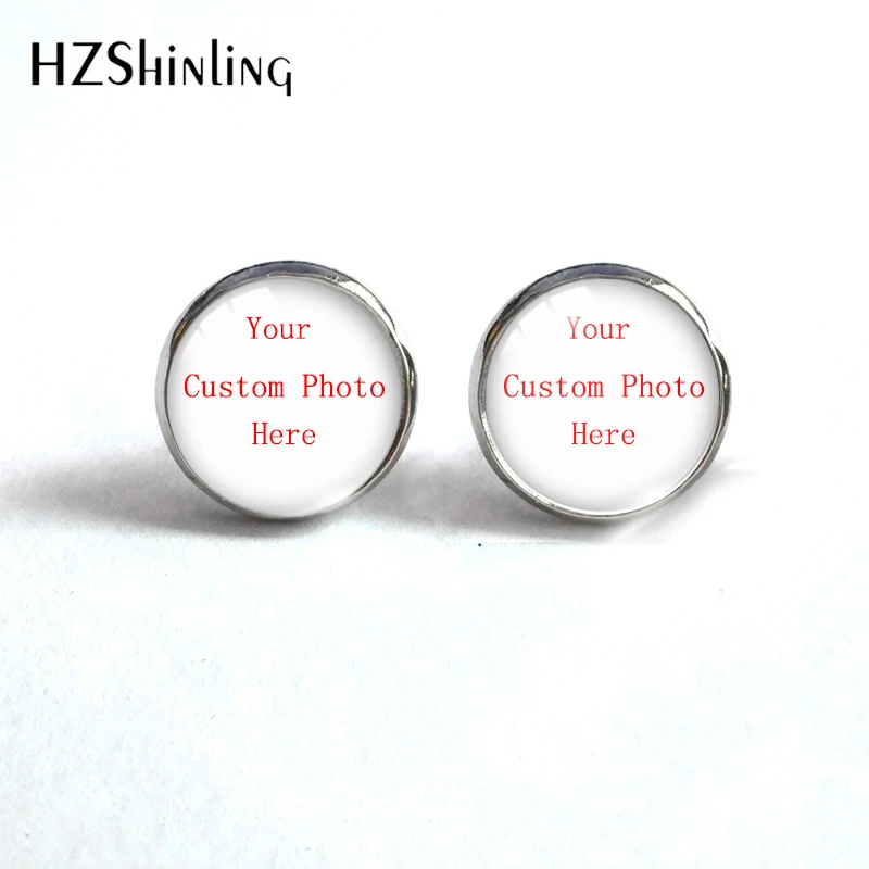 2020 New Fashion Customed Photo Round Glass Dome Stud Earrings Personalized Jewelry Earrings OMG