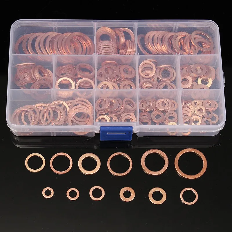 300/280/200/120/100Pcs Washer Copper Sealing Solid Gasket Washer Sump Plug Oil For Boat Crush Flat Seal Ring Tool