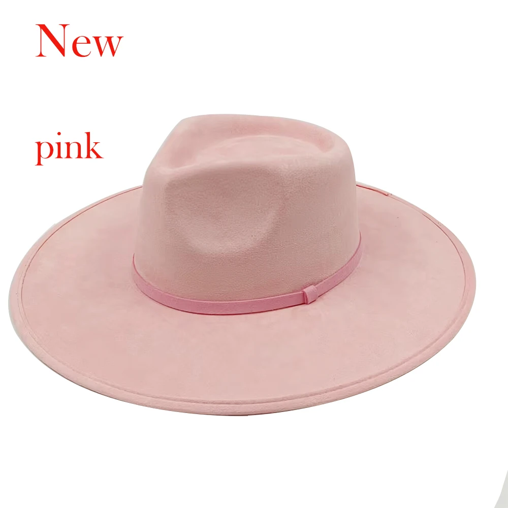 Fedora suede wide brim hat western wide-brimmed rancher hat pure suede jazz hat horse riding party gift hat wide brim hat