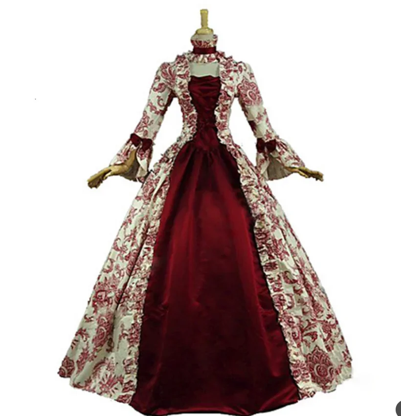 Женское средневековое платье для косплея Марии-Антуанетты больших размеров, фиолетовое викторианское вечернее платье в стиле Ренессанс, готический халат с цветочным принтом