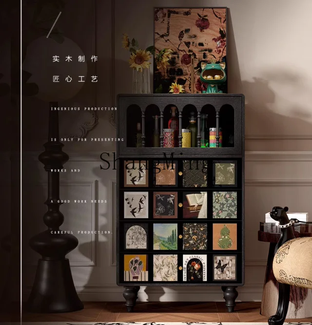 LXY home simple modern retro solid wood bucket cabinet living room wall storage bedroom storage cabinet