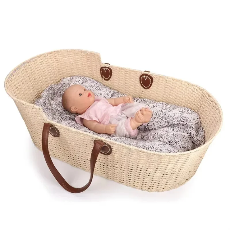 

Cotton Rope Handmade Woven Baby Moses Basket with Handle