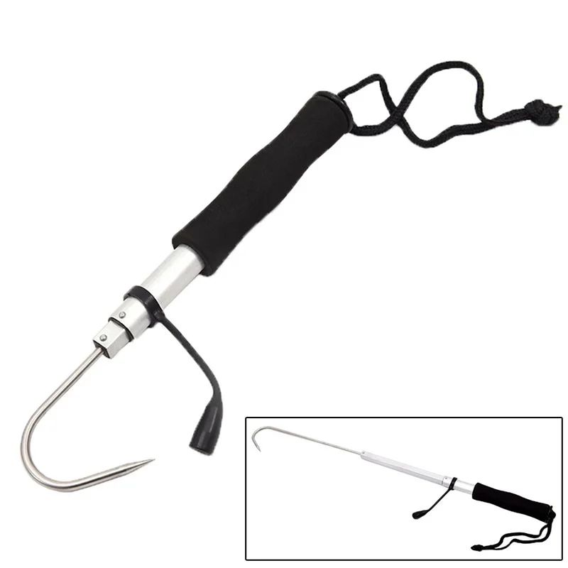 1 Pcs New Telescopic Stainless Steel Fish Gaff Retractable Fishing Spear Hook Ice Sea Fishing Tackle Portable Fishing Accessory