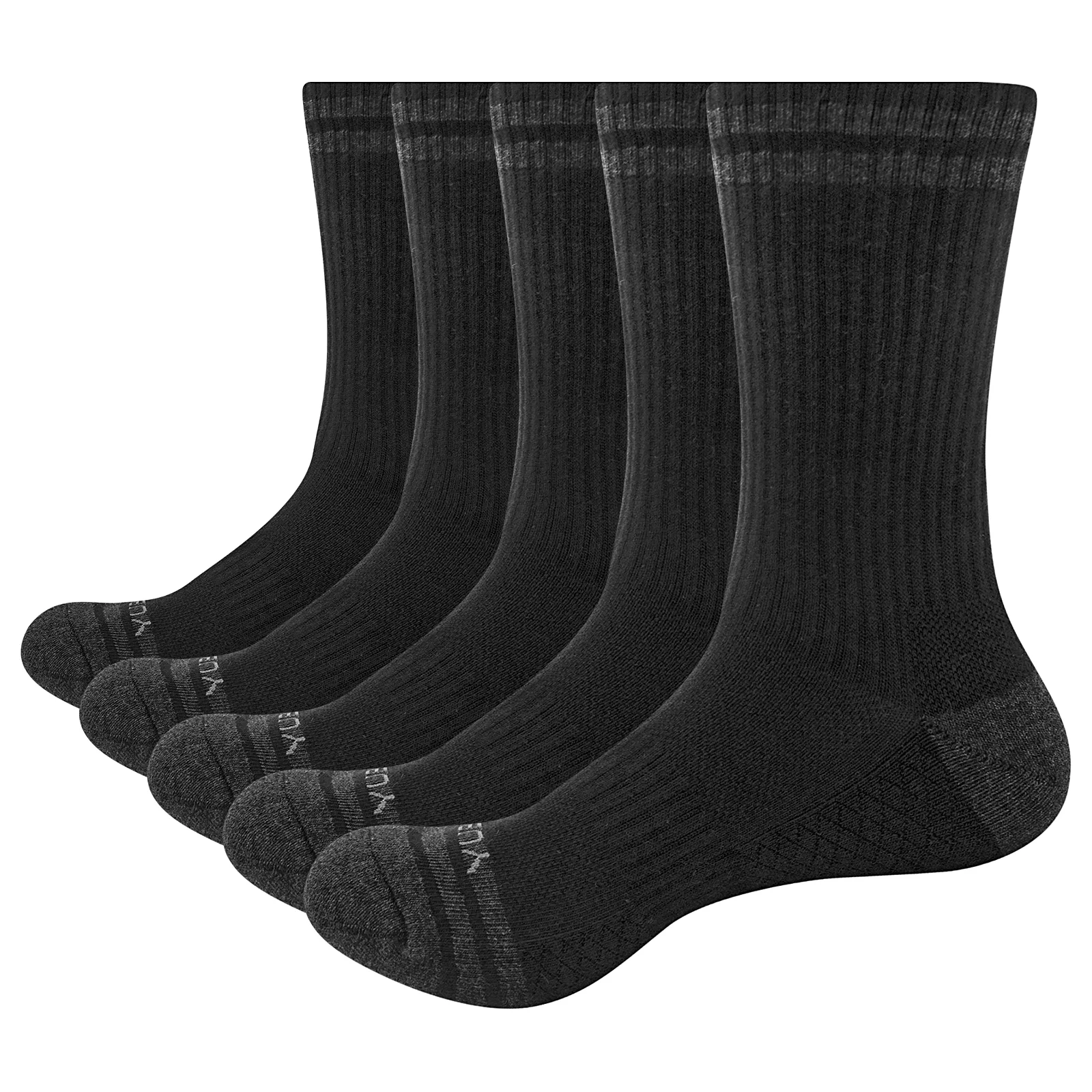 YUEDGE Mens Socks Cotton Cushioned Mid Crew Socks For Hiking Running Sport Work(5 Pairs / Pack)