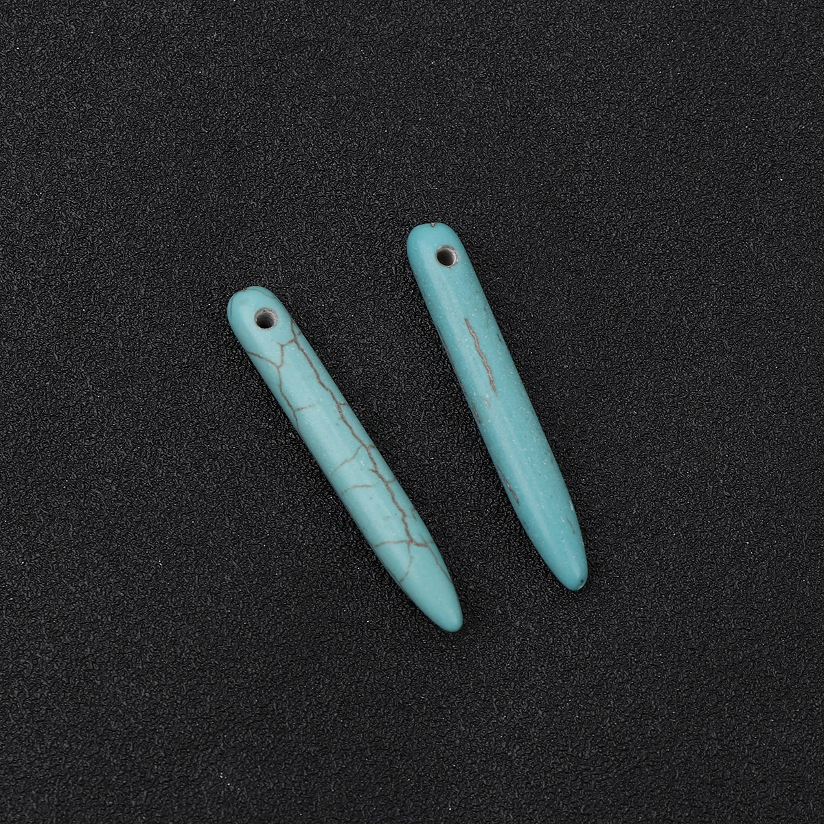 

100pcs Turquoise Stone Diy Craft Beads Creative Jewelry Accessories Needle Shape Mini Hole 45Mm Diameter Natural Hard Material