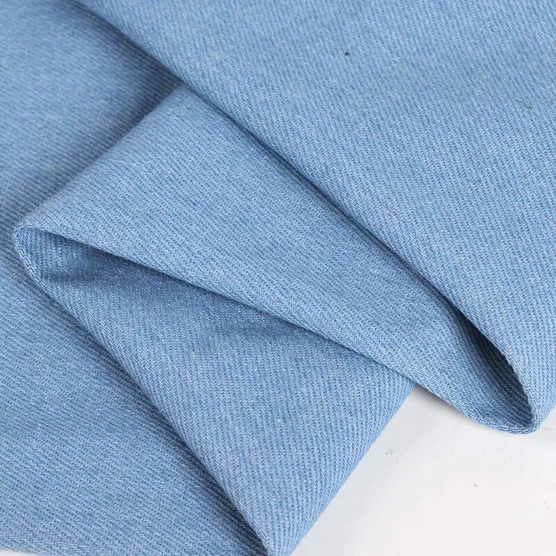 Solid Indigo Blue Jeans Fabric Plaid Dyed After Washed Denim Patchwork Sewing Dress Pants Toys Hat Home Decor 50X150cm