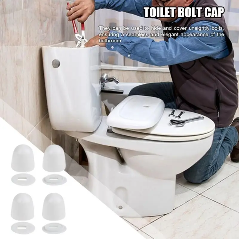 Toilet Bolt Covers Decorative 4PCS/Set Round Push On Toilet Bowl Bolt Caps Universal Toilet Bolt Caps Toilet Seat Floor Caps