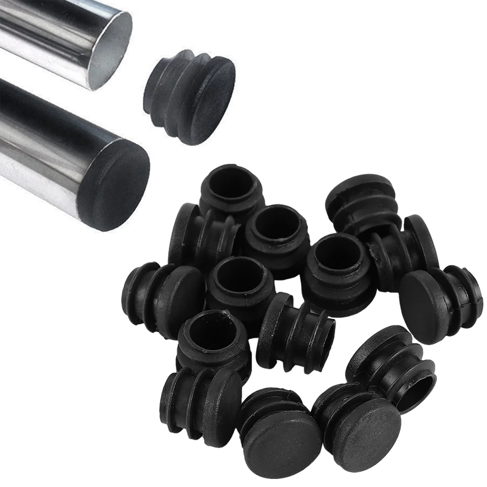 100 Stück Möbelbeinstopfen, rund, schwarzer Kunststoff, 25 mm Rohrstopfen, Endkappe, Stuhlgleiter, Bodenschutz, Geräuschreduzierung