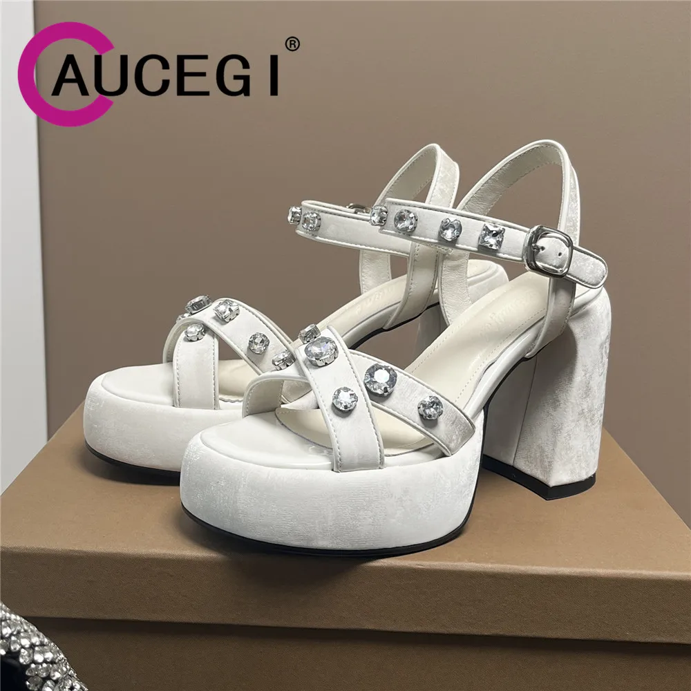 

Aucegi Роскошная фотография Женская Платформа с открытым носком металлическая Пряжка ремешок на лодыжку летняя фотография