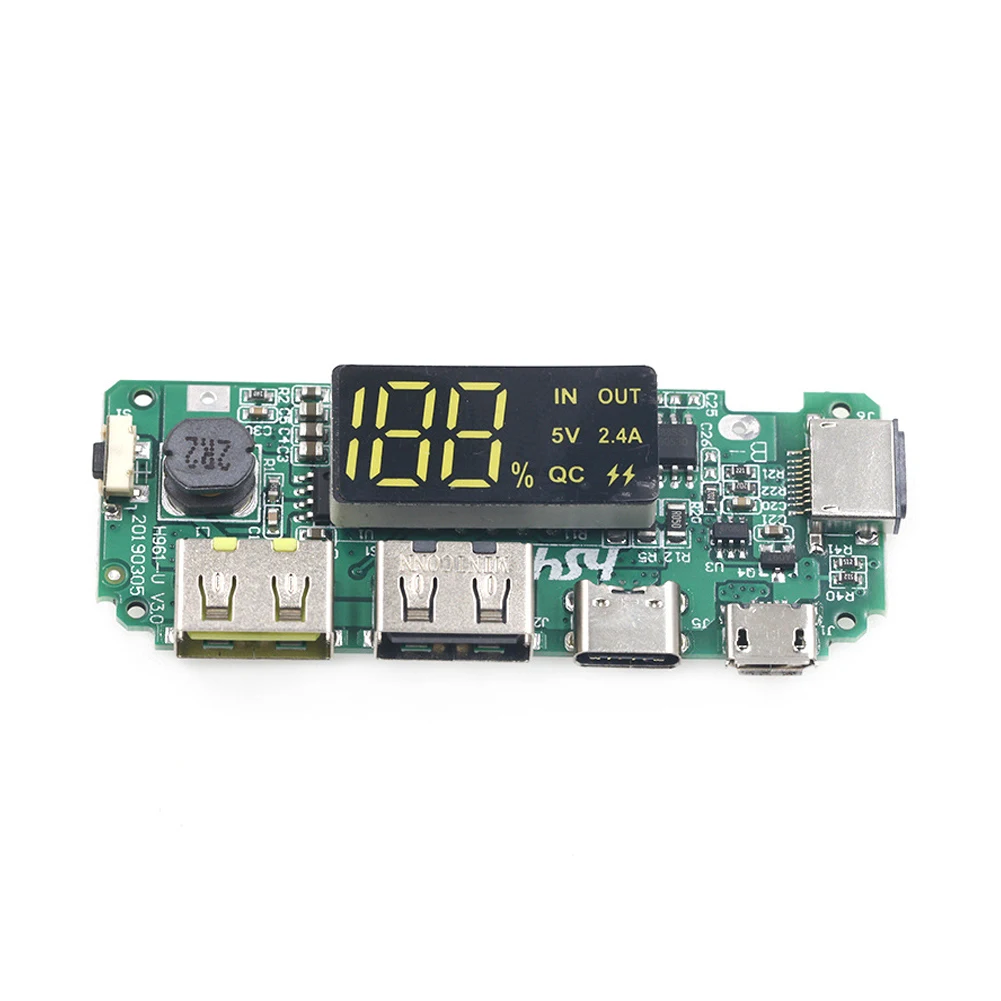 5V Lithium Battery Charger Board LED Dual USB Micro Type C USB QC Mobile Power Bank 18650 Charging Module Circuit Protection