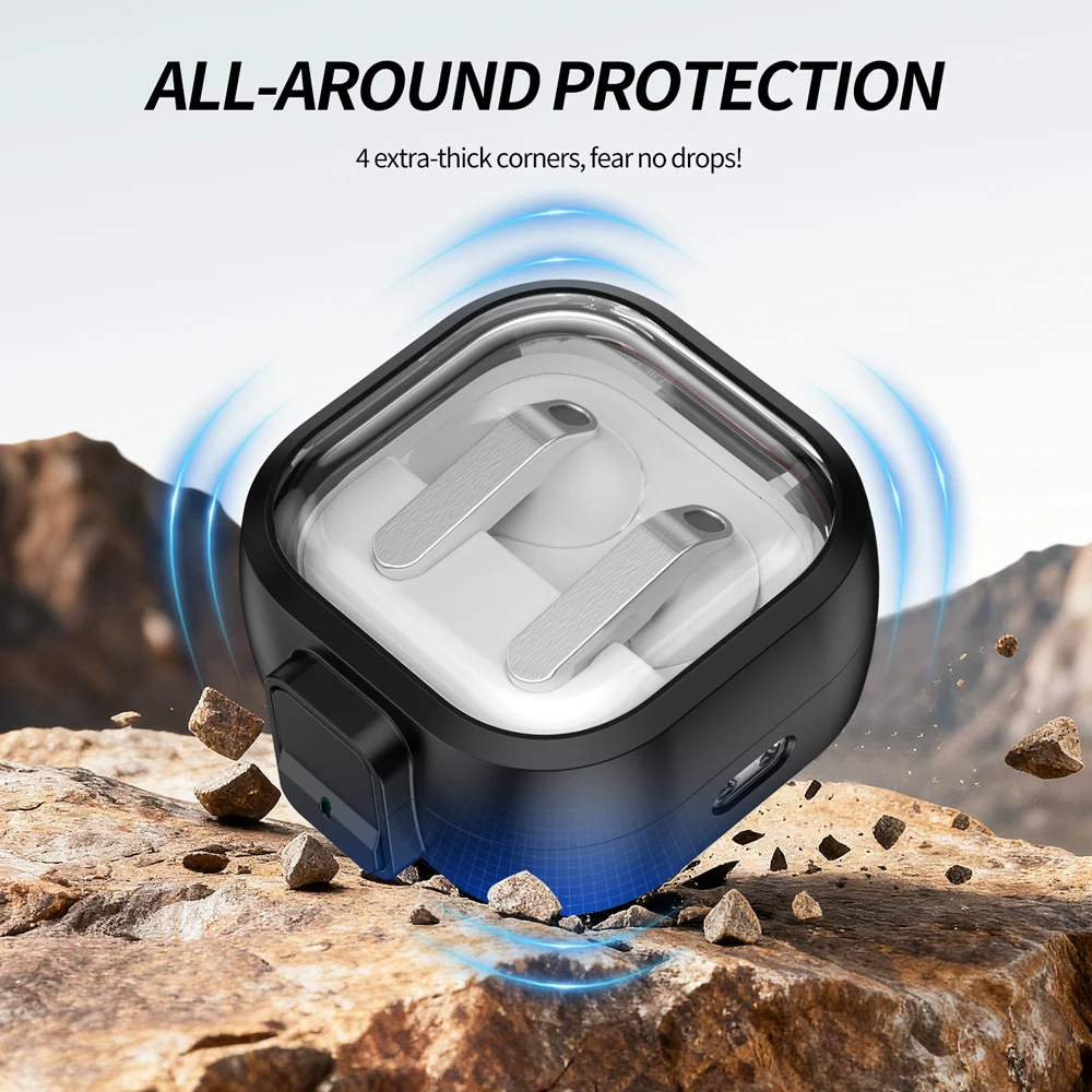 Security Lock Transparent Cover For Samsung Galaxy Buds 4 / Buds 4 Pro Earbuds Protection Case With Keychain For Buzz4 Pro Coque image 5