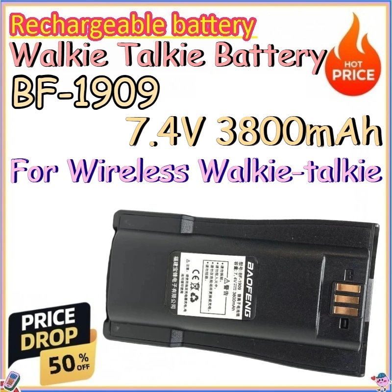 BF-1909 7.4V 3800mAh Walkie Talkie Battery for Wireless Walkie-talkie Replace Rechargeable Lithium-ion Battery