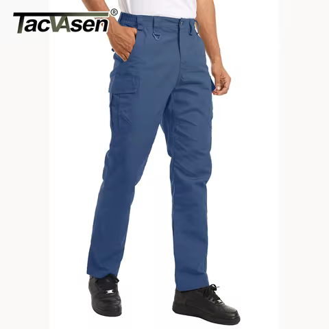 TACVASEN Cargo Work Pants With Multi-Pockets Men's Safari Hiking Pants Outdoor Ripstop Overall Training Pants Casual Trousers