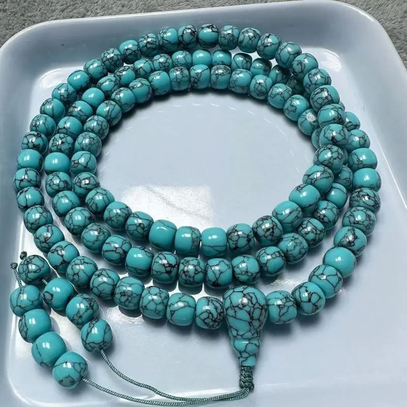 turquoise-108-bead-buddhist-prayer-beads-tibetan-style-rosary-bracelet-unisex-suitable-sweaters-and