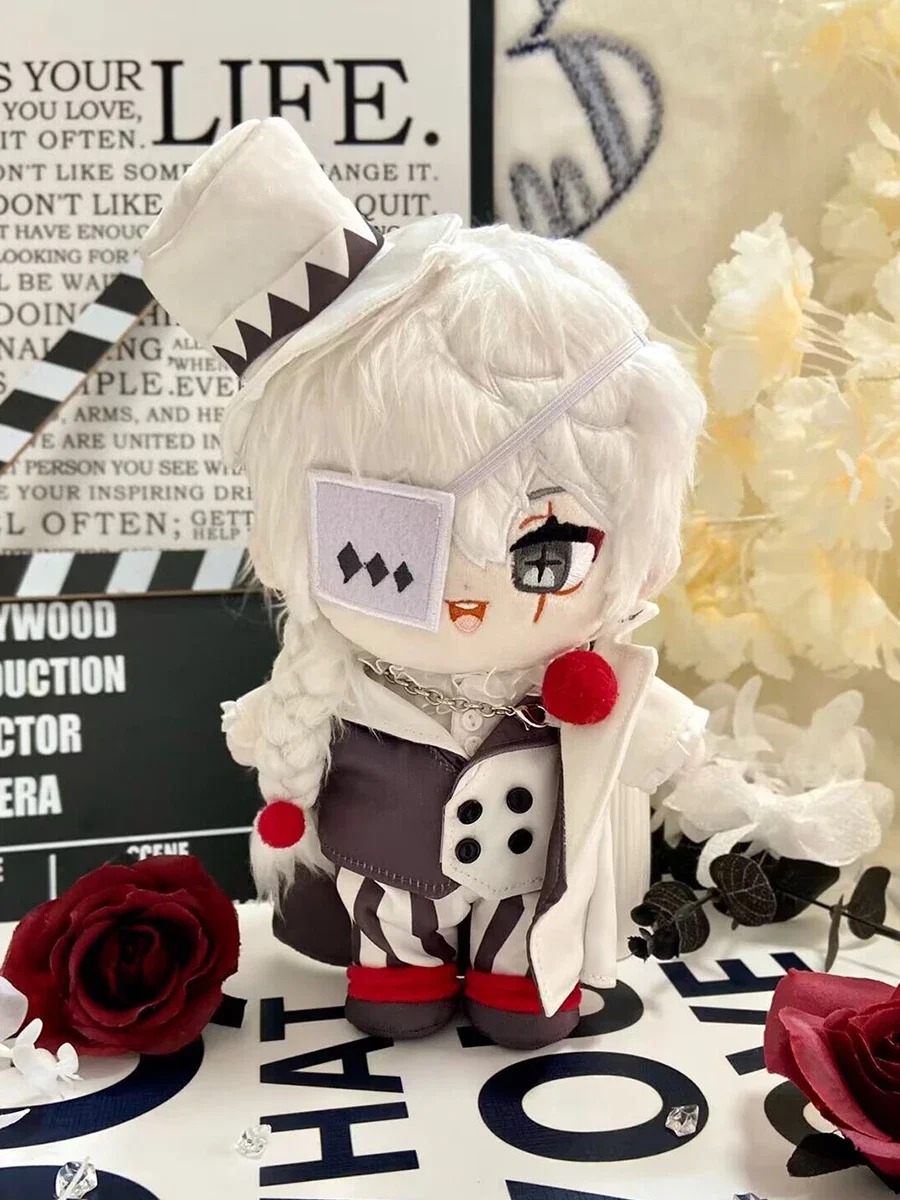 20cm Game Anime Nikolai Gogol  White Hair Handsome  Plush Doll Stuffed Body Dress UP Cotton Mascot Xmas Gift Toys