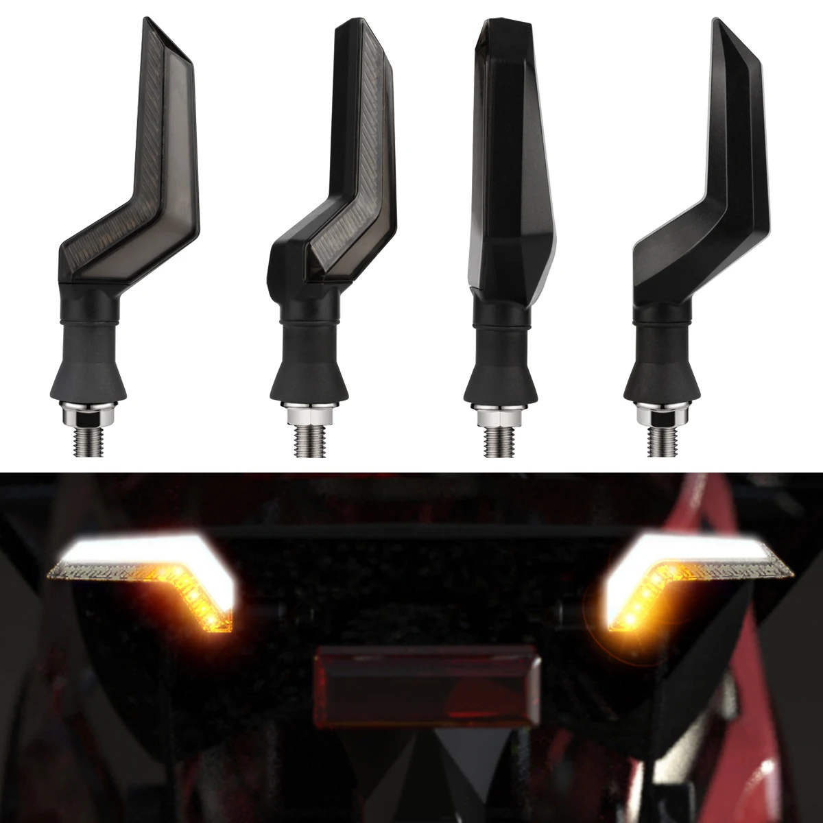 1Pair L Shaped Motorcycle LED Turn Signal Light Flowing Flash Daytime Running Indicator Lamp DRL Driving Motorbike Taillight