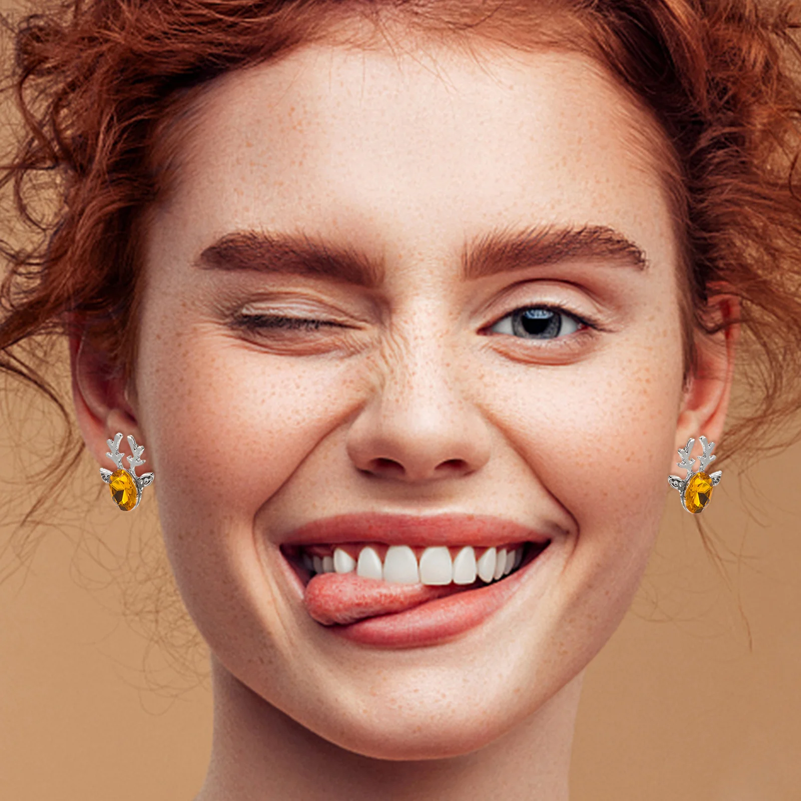 

14pcs Antler Earrings Stainless Steel Vintage Ear Studs For Women Holiday Party Wedding Gift Jewelry