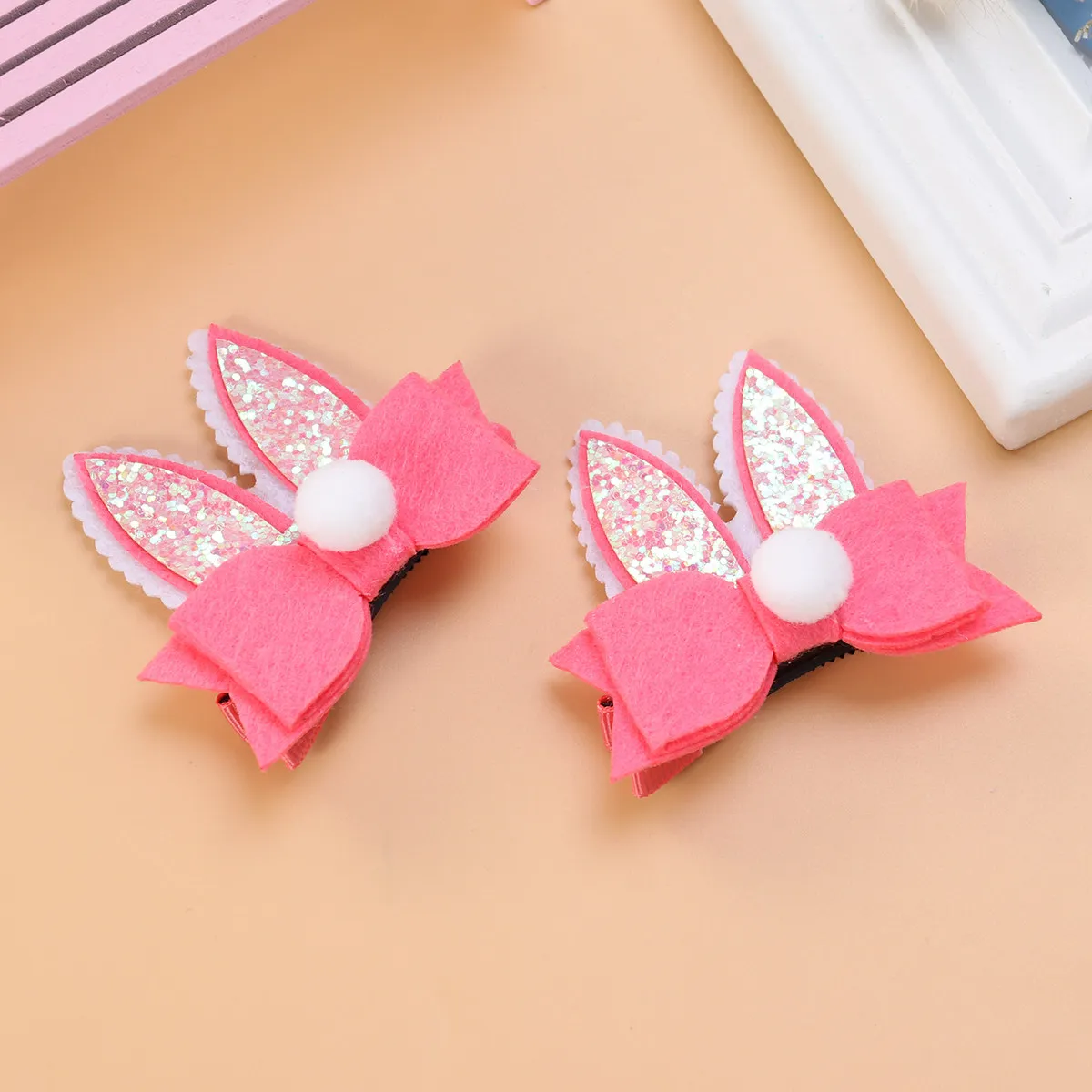 

Набор из 4 заколок для волос с кроличьими ушками и бантиками, очаровательный и изящный дизайн, идеально подходят для девочек, пасхальный головной убор, для повседневного использования