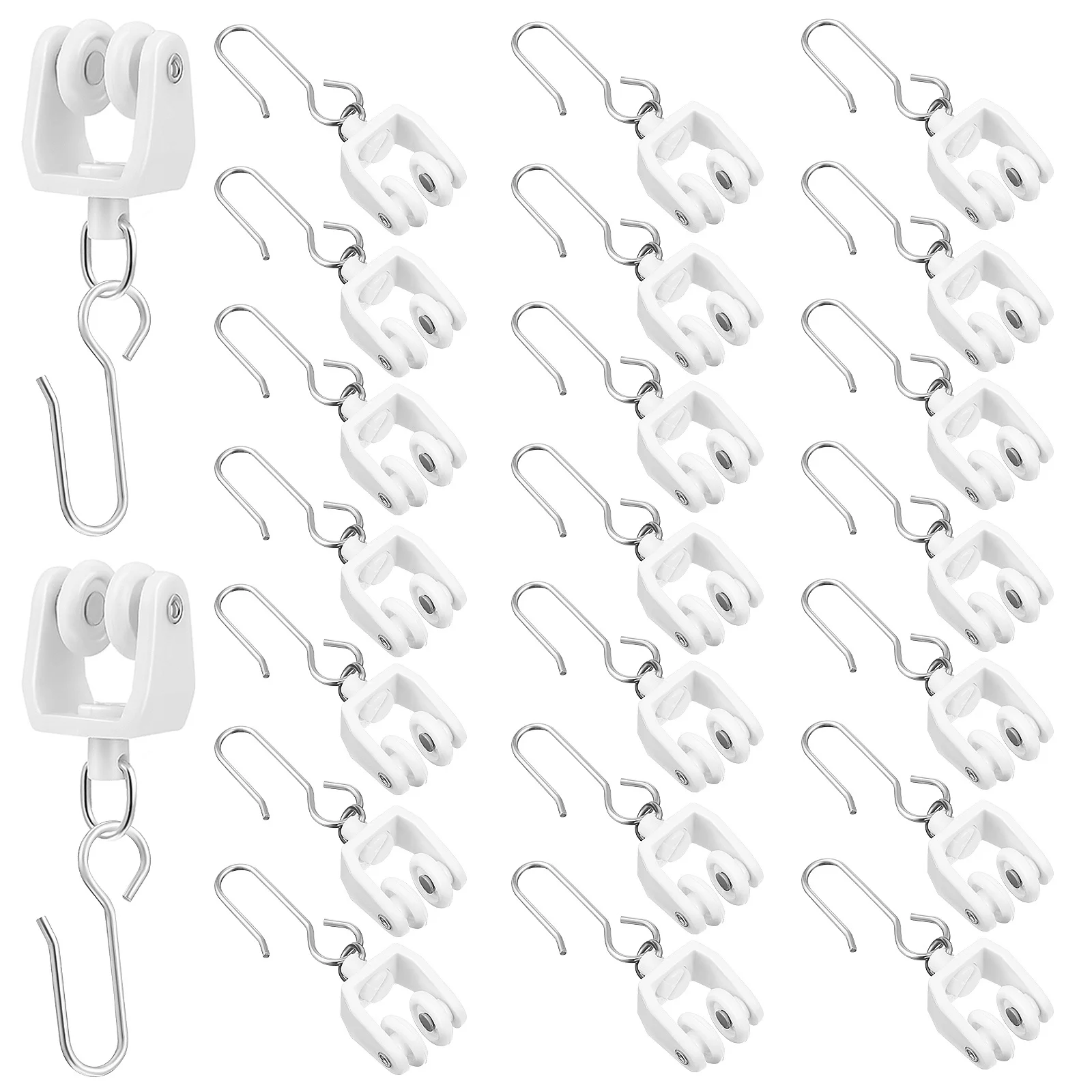 30 pçs cortina pista planadores reutilizáveis longa vida útil suave slide redução de ruído plástico ferro trilhos gancho acessórios