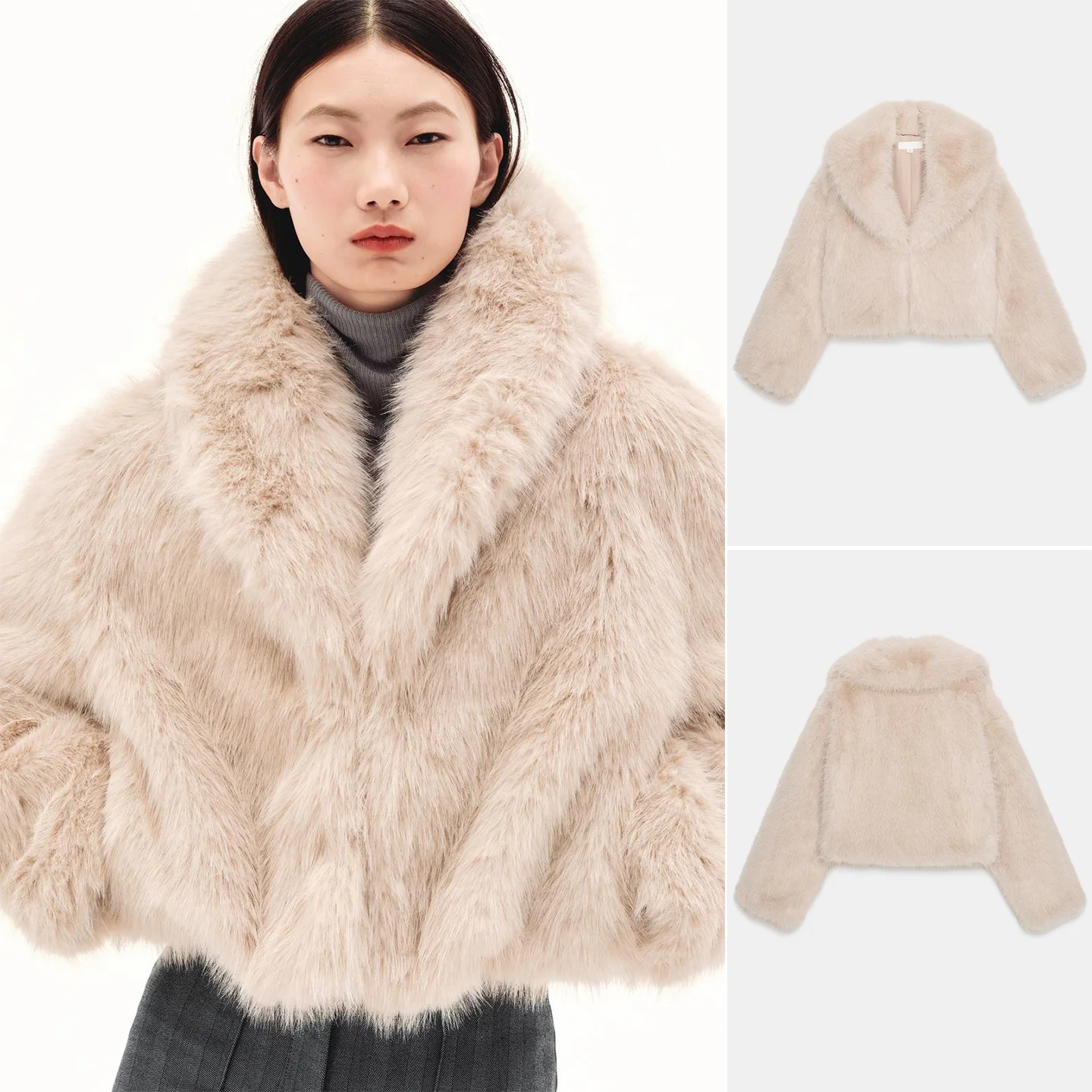 Winter Neue frauen Lose Kragen Faux Pelz Effekt Jaet ort Oberbekleidung Polyester Faser Lange Sve Taste Verschluss ort Länge