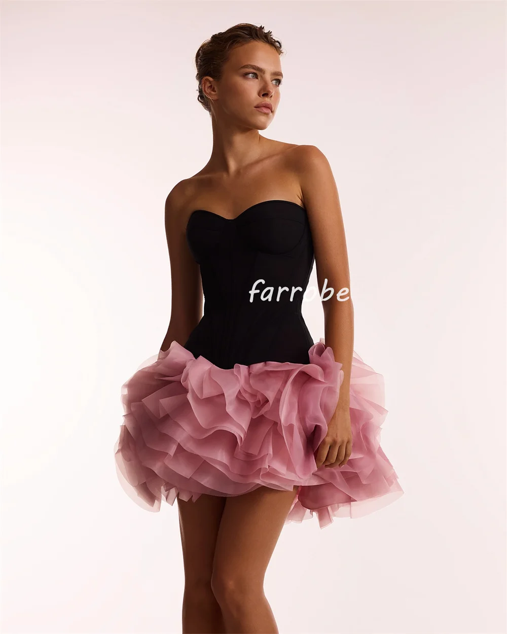 Customized Fashion Jersey Handmade Flower Pleat Ruched A-line Strapless Short Dresses Bespoke Occasion Dresses Sexy Casual