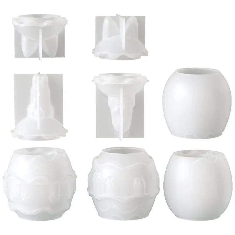 

2025 Trend Easter Home Decor Egg Shaped Candle Holder Jar Silicone Mold DIY Bunny Storage Box For Resin Wax Concrete