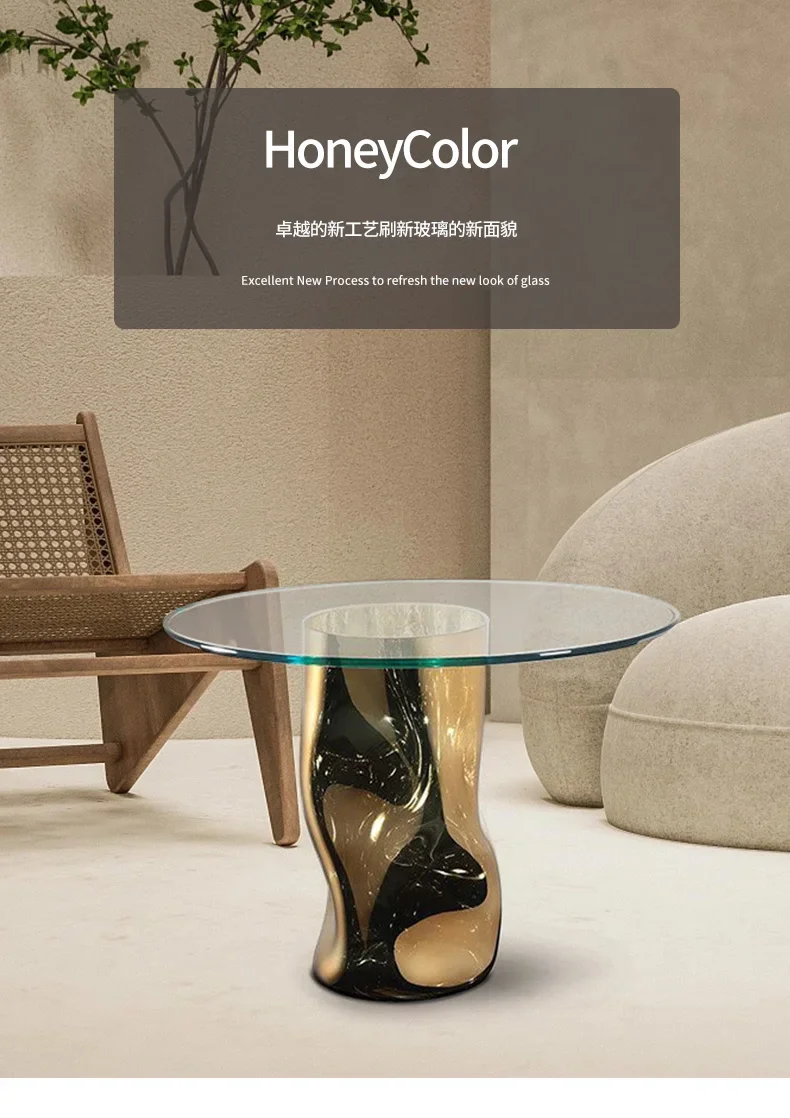 A Master Round Coffee Table Simple Modern Living Room Sofa Edge Glass Creative Bedroom Small Round Table