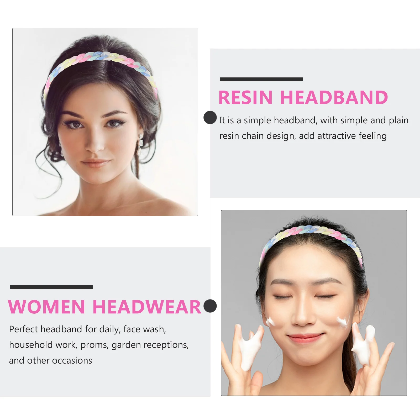 

Retro Style Resin Chain Headband Women Hair Accessory Chic Hairband for Homecoming Party Use Resin Headband Women Hairband
