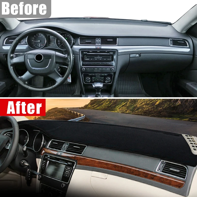 For Skoda Superb 2 B6 2009 2010 2011 2012 2013 2014 2015 Car Dashboard Cover Avoid Light Pads Instrument Panel Non-Slip Carpets