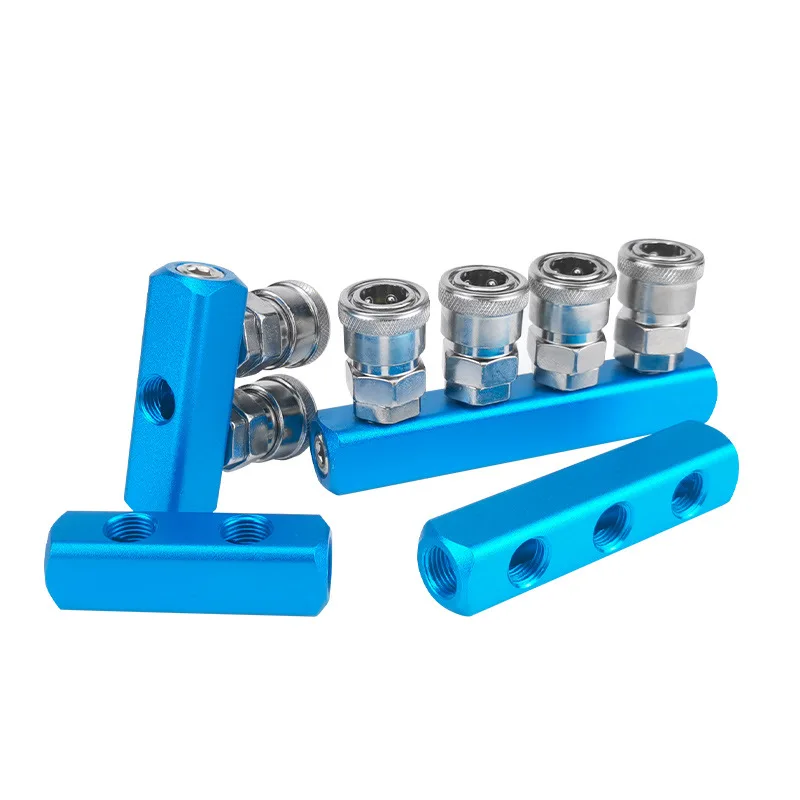 Pneumatic Multi-channel Manifold Base, Multi-port Air Circuit Distributor Splitter Block for Pneumatic Air Route Distribution