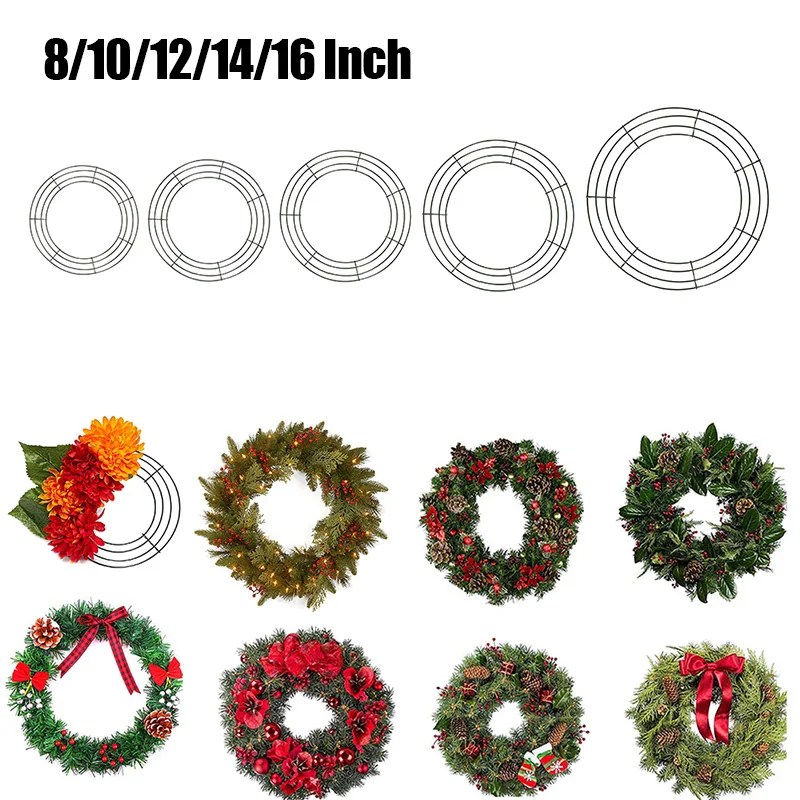 Metal Wire Garland Floral Hoops Heart Wreath Rings Wall Hanging Crafts for DIY Christmas Thanksgiving Wedding Garland Decoration