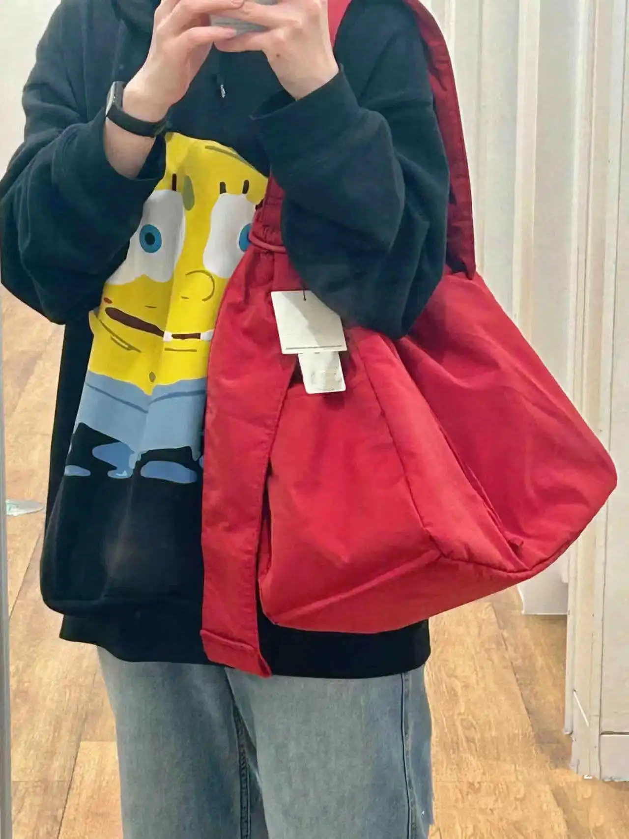 ex Sac à bandoulière décontracté de grande capacité avec cordon pour les déplacements et les cours Polyester tendance Conveniente Carry De...
