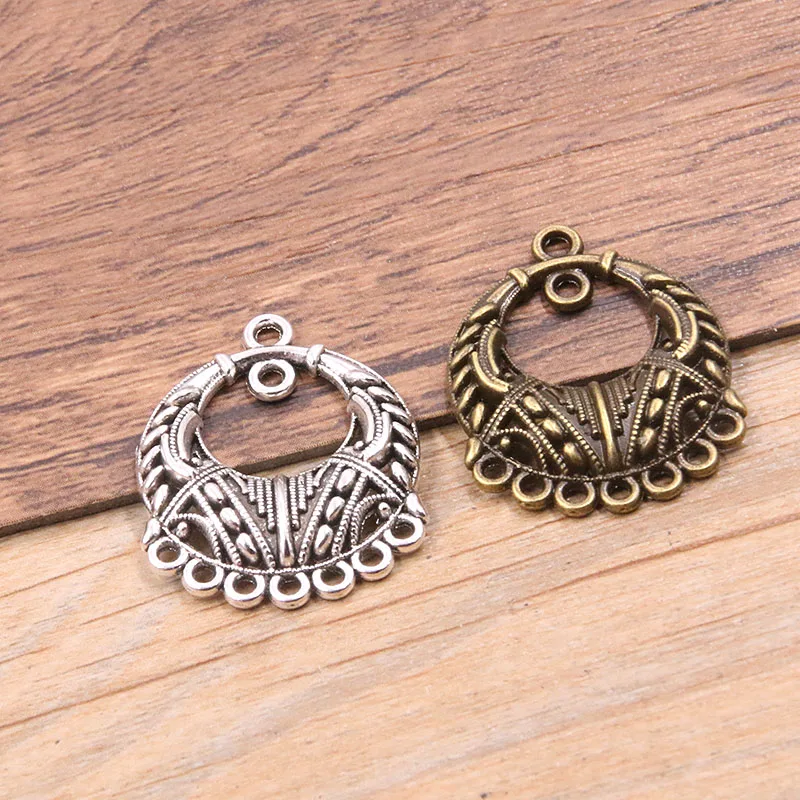 10Pcs 2 Styles 2 Color Zinc Alloy Necklace Charm Jewelry Fashion DIY Hollow Round Connector Pendant For Marking Find