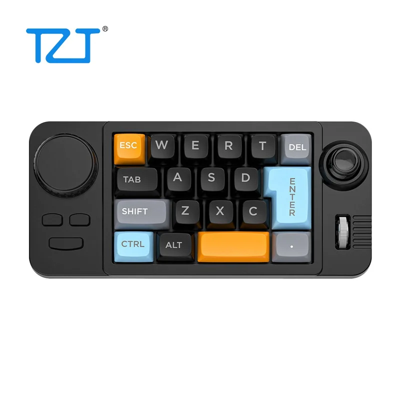 TZT Black/White Mini Programmable 19-Button Onboard Macro Keyboard Mechanical Red Switch Keyboard with Colorful Light Effects