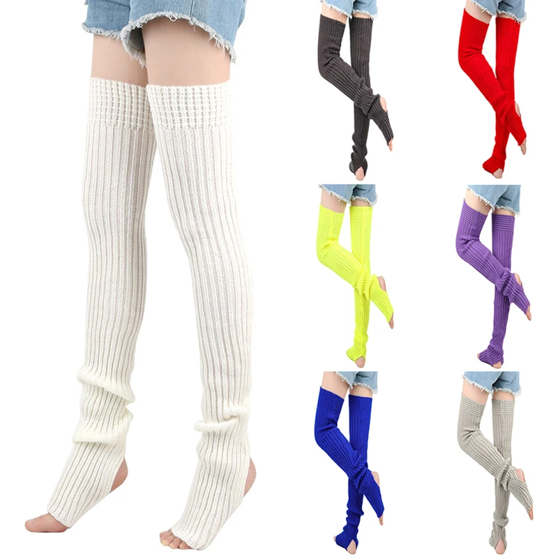 Autumn /Winter Lengthened 80CM Knitted Socks Leggings .Female Leg Warmers Ballet Yoga Foot Socks Stocking Y2K Stacked Socks