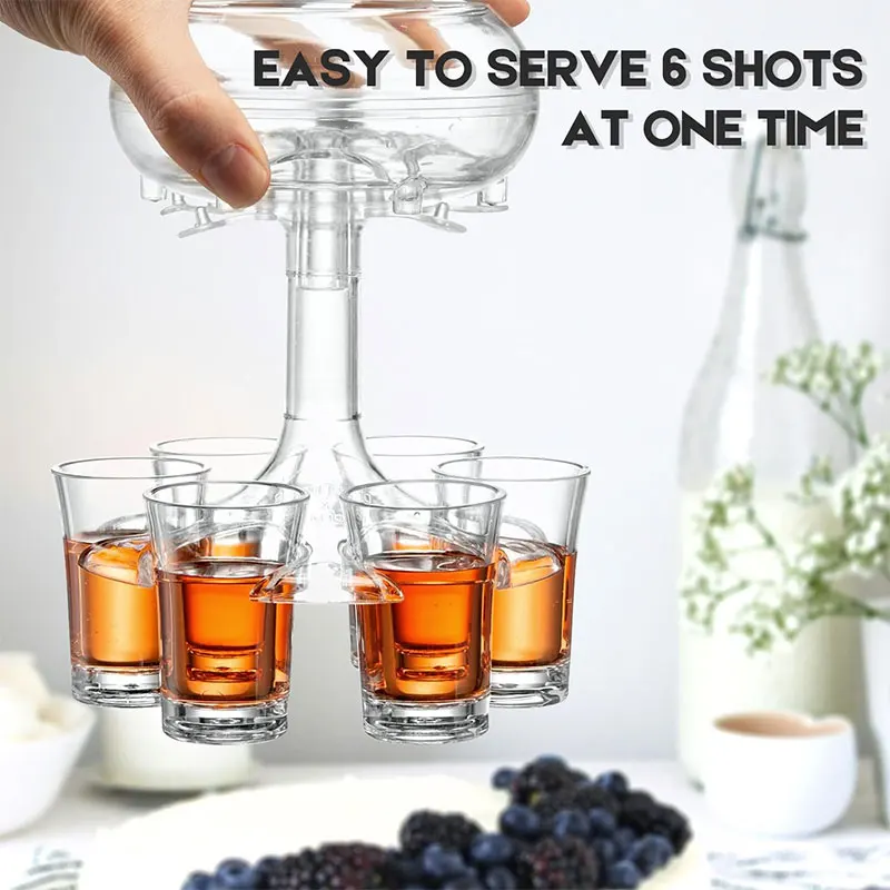 6 Shot Glass Dispenser and Holder Multiple Shot Pourer with Stopper for Cocktail Wine Party Drink Dispenser for Filling Liquids