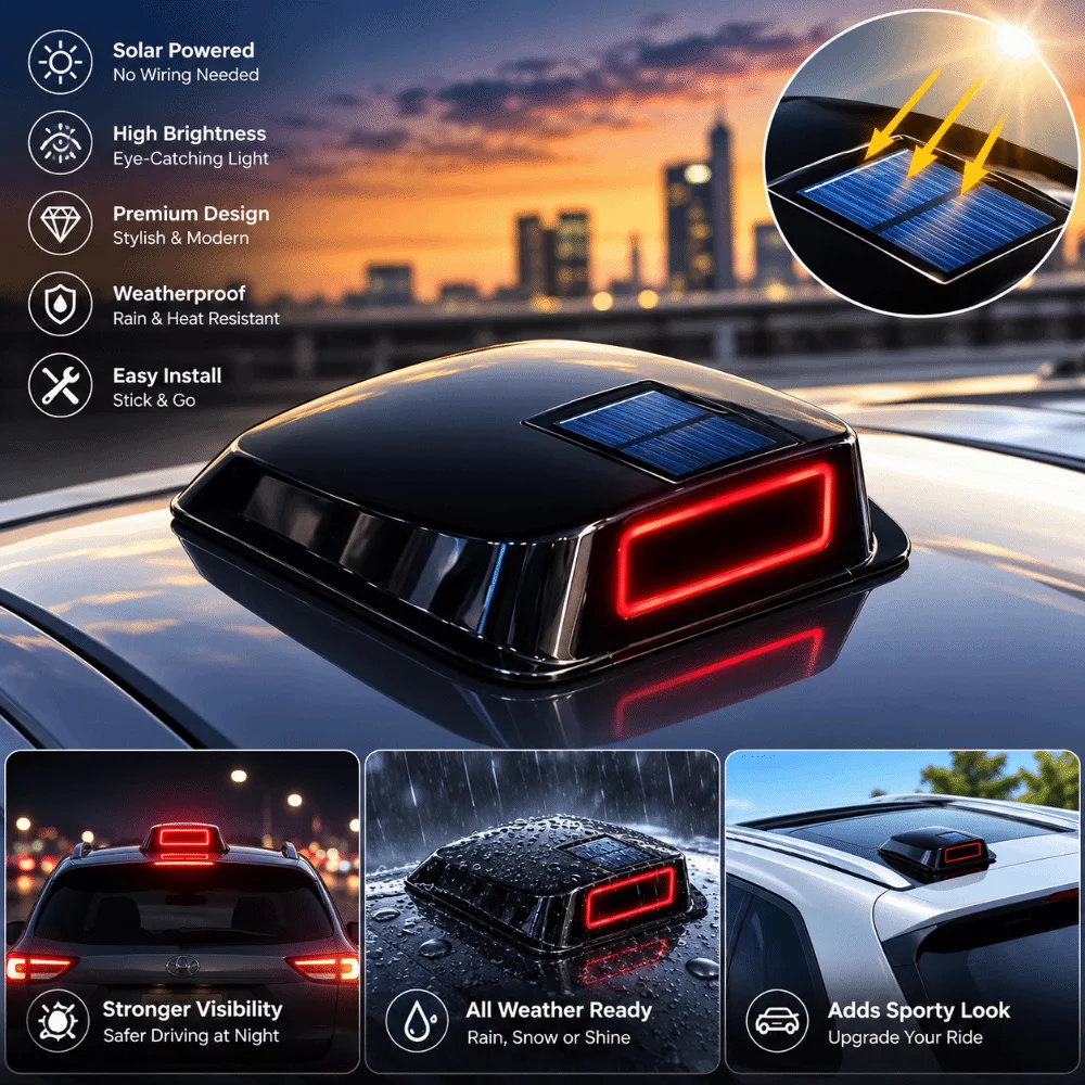 省エネソーラー充電構造-ソーラー式カーライト-優しい点滅光-滑らかな外装-led警告灯