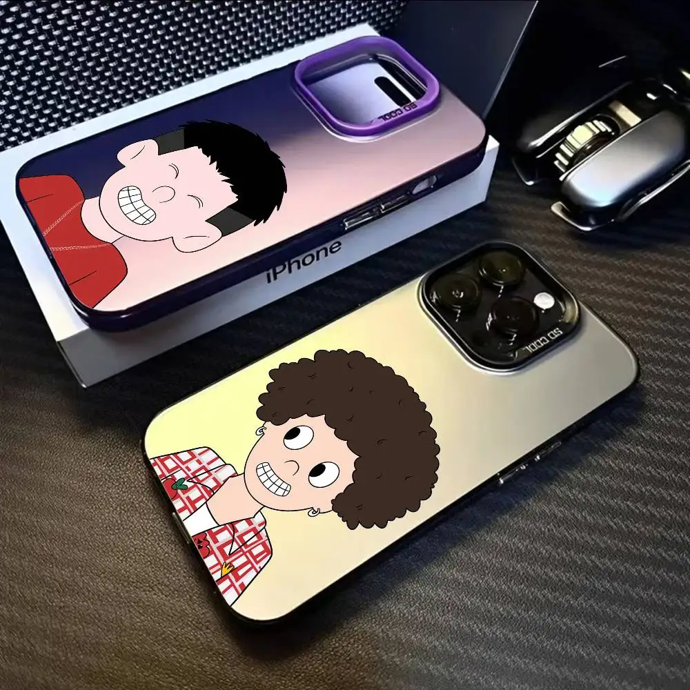 Cartoon Character Phone Case For iPhone 17 16 15 14 13 12 11 Pro Max Black Purple Matte Laser Metallic Aurora Funda