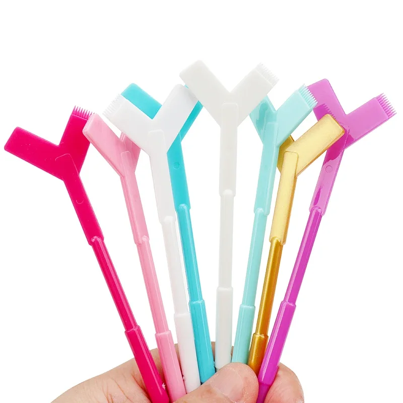 10 ชิ้นพลาสติกแบบใช้ซ้ําได้ Eyelash Perming Stick เครื่องมือขนตา Y รูปร่างหวี Lash Lifting Curler Applicator แปรงแต่งหน้า