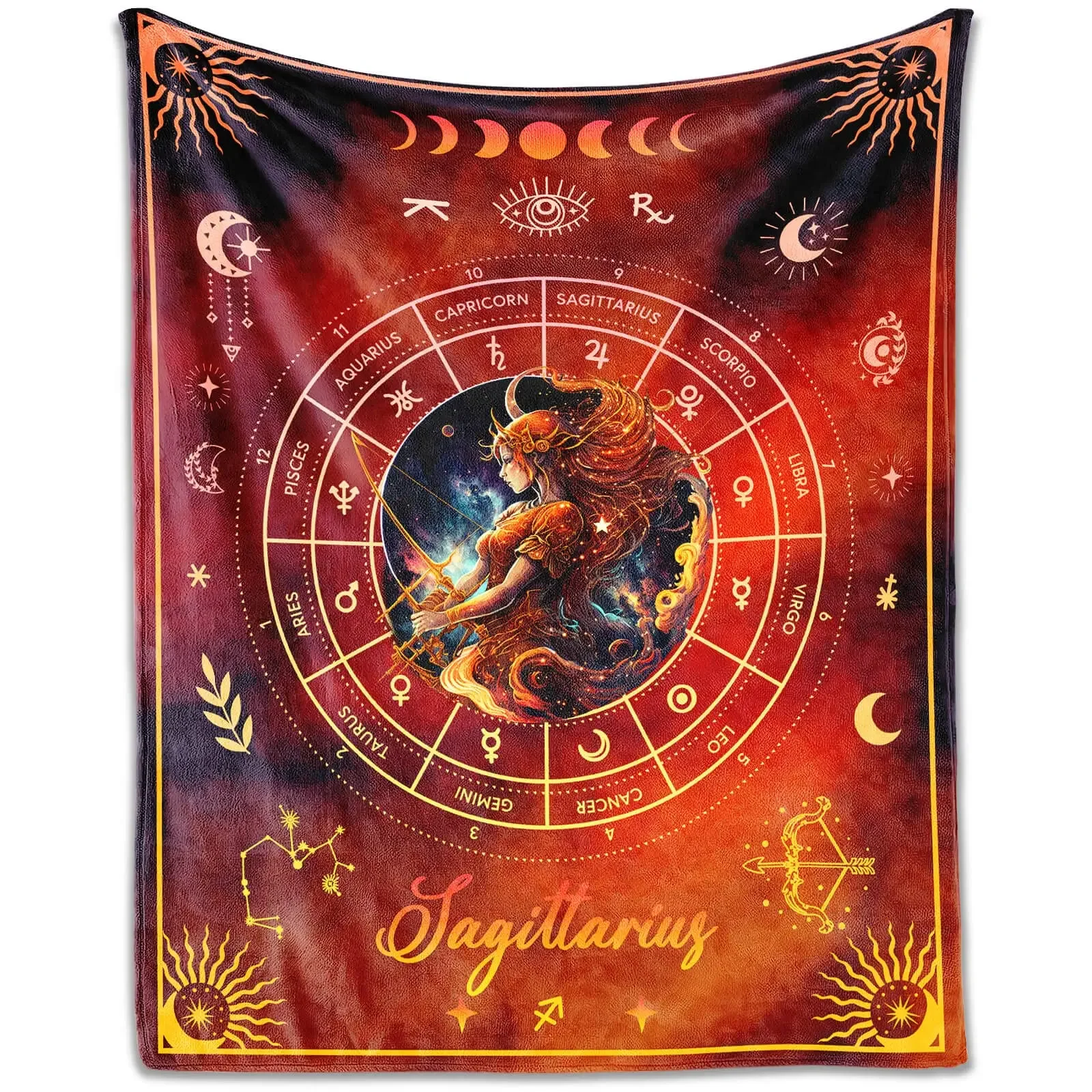 Rectangular Flannel Zodiac Throw Blanket Tarot Cards Lovers Birthday Anniversary Festival Blankets Adults Bedroom Decor Blanket