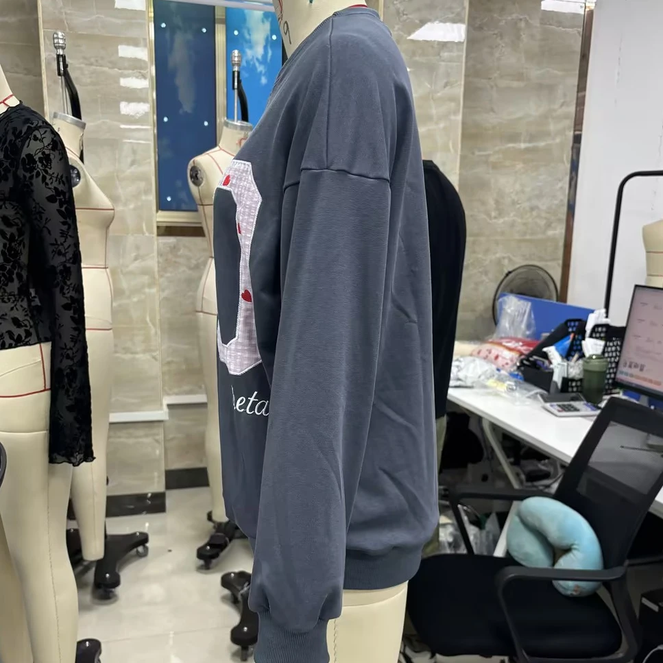 

Коллекция 2025 года, свободные толстовки с принтом цифр, женские осенне-зимние однотонные толстовки премиум-класса