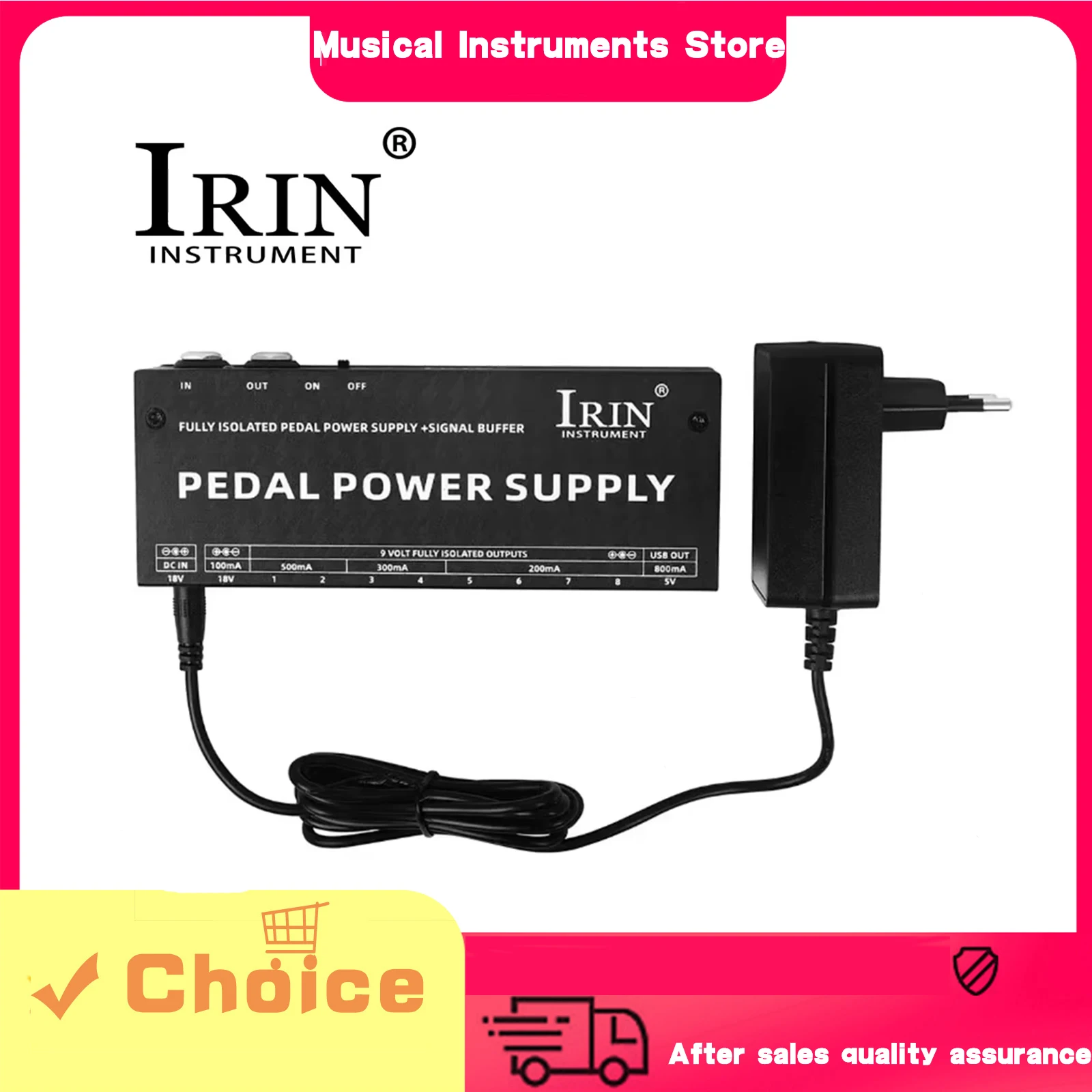 IRIN Pedal Power Supply 10-channel Multi-channel Lsolated 9-Way Output 5 Types Of Power Flow Effect Power Electric Guitar Parts