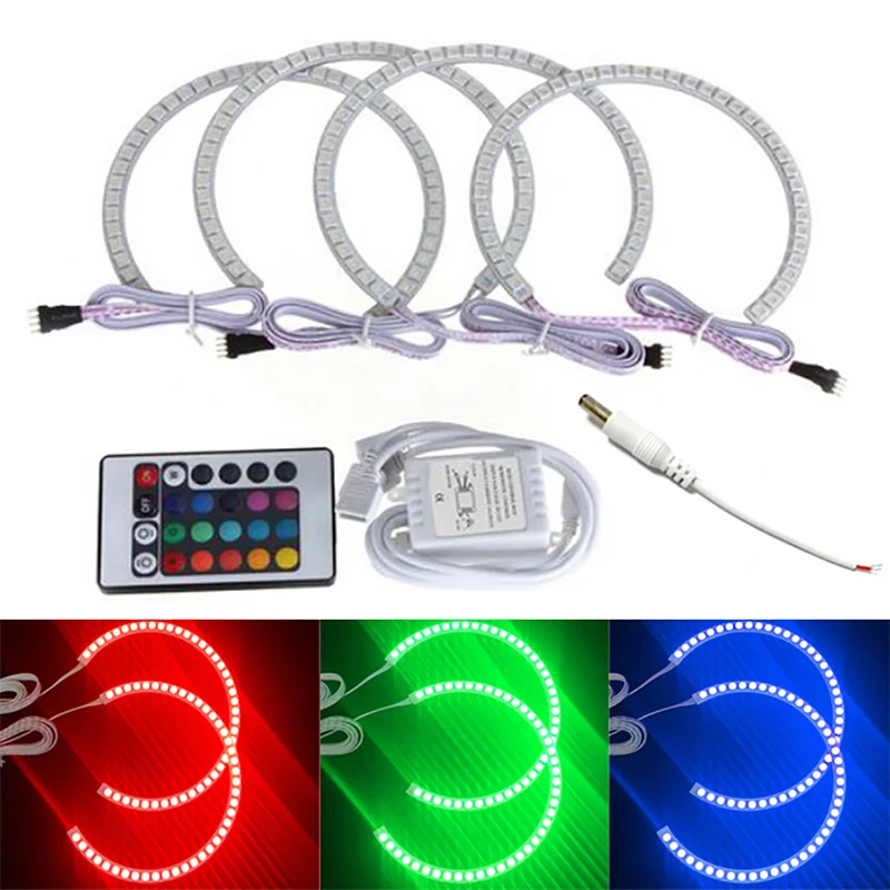 

4PCS 131mm LED ANGEL EYES DRL RGB Colorful Discoloration FOR BMW E36 E46 3 Series Old Classic Car Modification Accessories