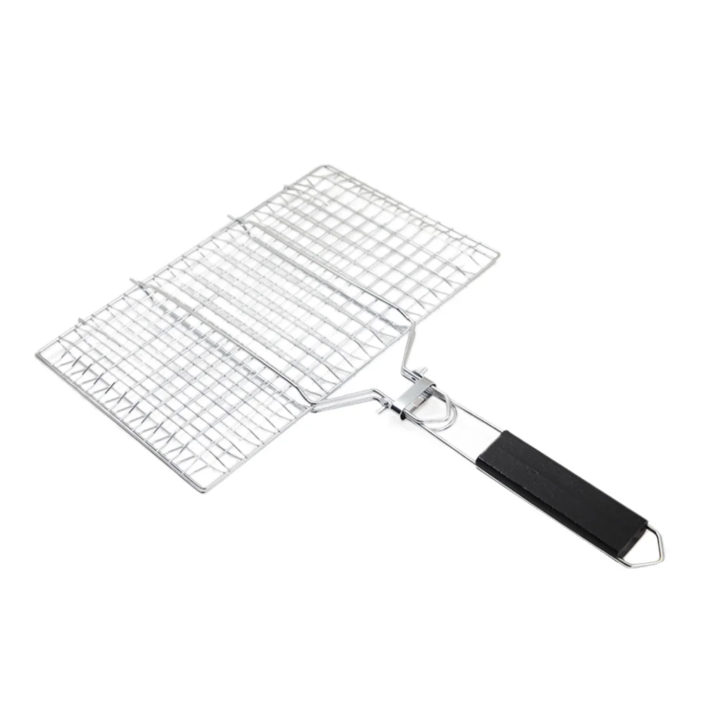 

Stainless Steel Bbq Grill Rack Fish Grilling Basket For Camping Picnic Outdoor Barbecue Portable Kitchen Net Practical