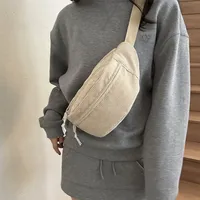 Corduroy Women Waist Bag Canvas Student Shoulder Crossbody Chest Bag 2025 Fanny Pack Fashion Phone Banana Female Bum Belt Bags
