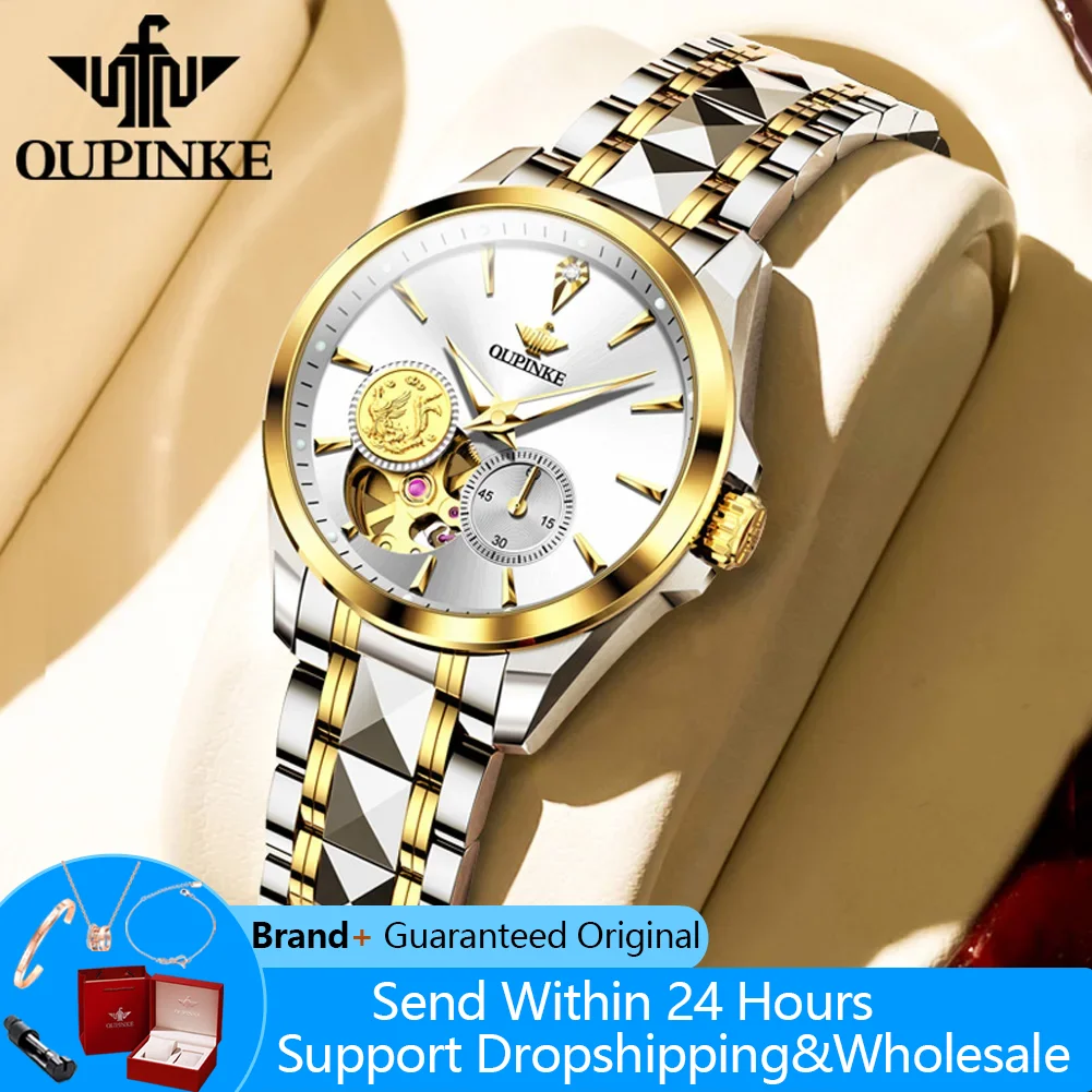 

OUPINKE 3260, настоящие бриллиантовые часы для женщин, японский механический механизм, полые женские часы, глубокие водонепроницаемые роскошные женские наручные часы