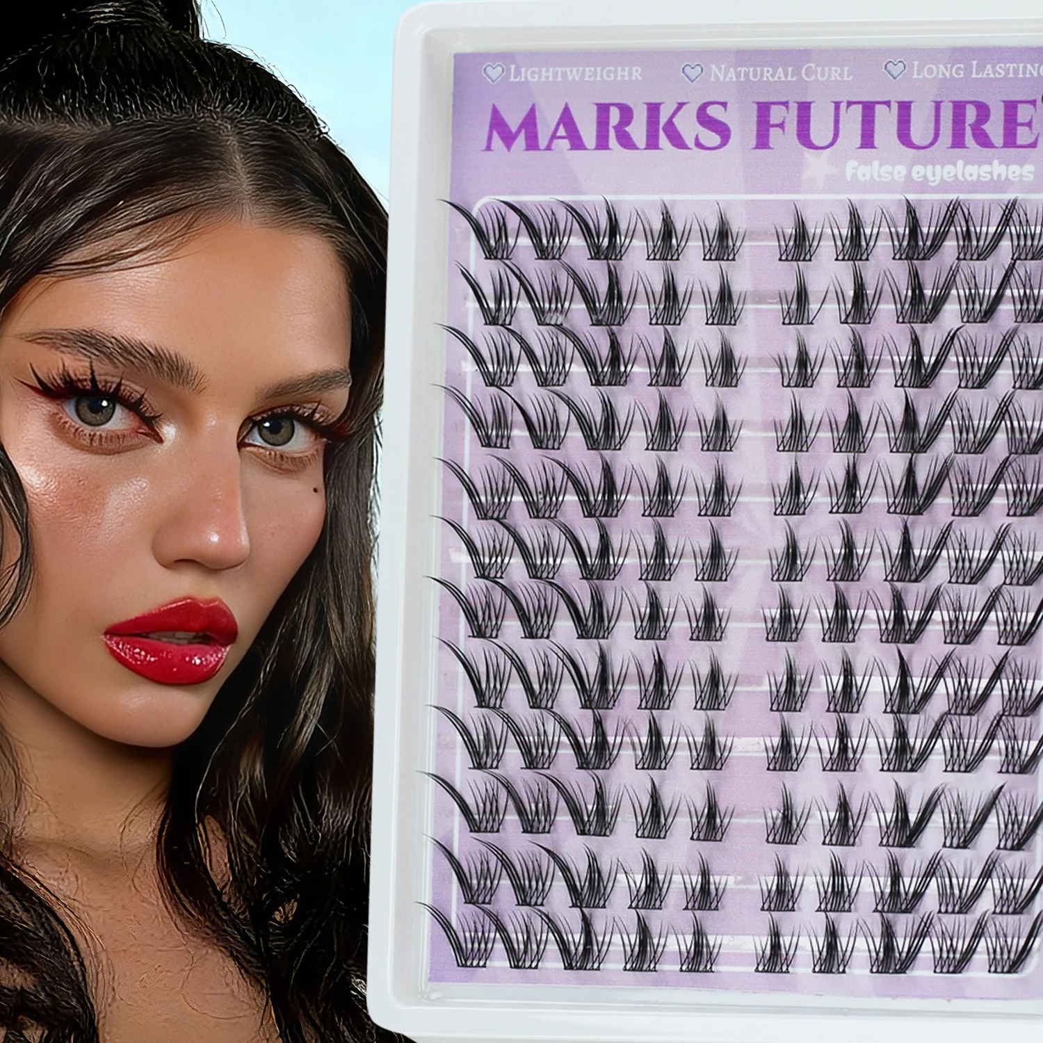 12 Rows of 120 Clusters D Curl Individual Fox-Style False Eyelashes, Natural and Thick Single-Section Pure Natural Makeup for Home Use, Suitable for Beginners