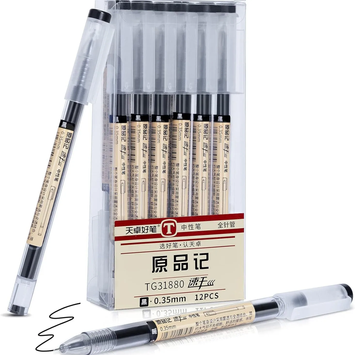 

12 шт. гелевые ручки с игольчатым наконечником 0,35 мм, быстросохнущие карбоновые чернила, 3 цвета (черный/синий/красный) для школьных и офисных письменных принадлежностей