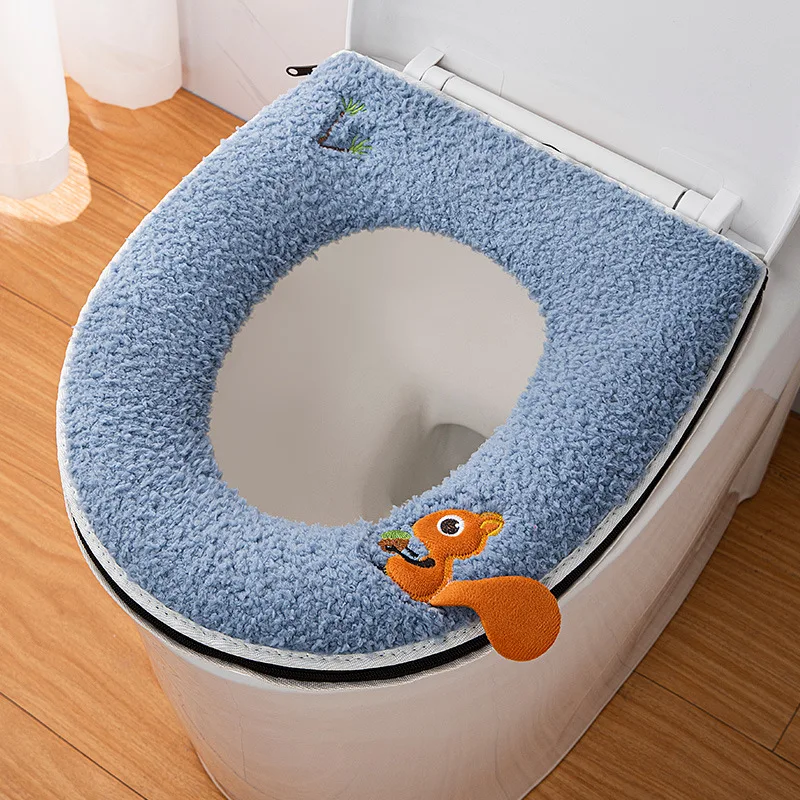 Universal Toilet pad cotton winter warm zipper for home four seasons waterproof lining WC cushion soft toilet seat cover potty