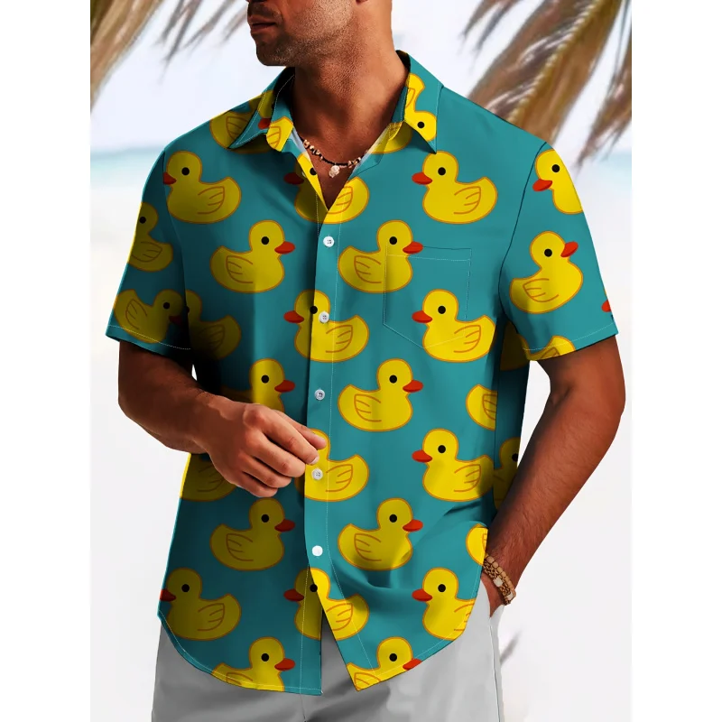 

Little Yellow Duck Hawaiian Short Sleeve Turn-down Collar Casual Shirt